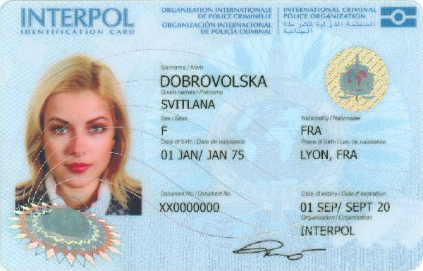 Carte d'identification d'Interpol